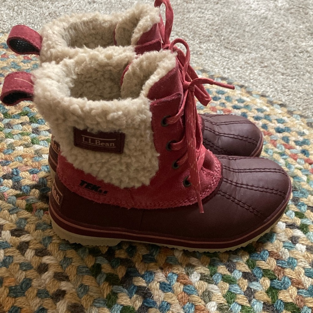 L.L. Bean Red and Brown Winter Boots